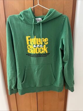 A.P.C. X Braindead Futureshock green and yellow hoodie